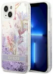 Guess GUHCP14MLFLSU Flower Liquid Glitter Aizsargapvalks priek&scaron; iPhone 14 Plus / 15 Plus 6.7" / violets