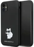 Karl Lagerfeld KLHCN61SMHCNPK Silicone C Metal Pin Hardcase Aizsargapvalks priek&scaron; iPhone 11/Xr 6.1" / melns