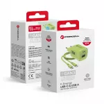 Forcell F-Energy GaN III Crystal Color kelioninis įkroviklis | 33W | PD, QC, GaN | USB-C, USB-A | su USB-C į USB-C laidu komplekte | žalias