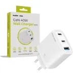 Mobile Origin GaN 40W Wall Charger MO13, white 1 USB-A + 2 USB-C