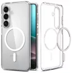 Spigen Ultra Hybrid Mag telefono dėklas su MagSafe palaikymu Samsung Galaxy S26 (S942) skaidrus baltas