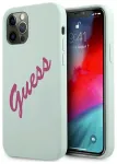 Guess GUHCP12MLSVSBF Silicone Vintage Hardcase Aizsargapvalks priek&scaron; iPhone 12/12 Pro 6,1" / blue fuschia