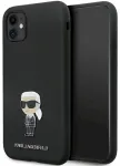 Karl Lagerfeld KLHCN61SMHKNPK Silicone Ikonik Metal Pin Aizsargapvalks priek&scaron; iPhone 11/Xr 6.1" / melns