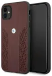 BMW BMHCN61RSPPR Leather Curve Perforate Aizsargapvalks priek&scaron; iPhone 11 / Xr 6.1" / sarkans