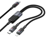 Hoco U139 2-in-1 duomenų perdavimo ir įkrovimo laidas | USB-C į USB-C, Lightning | PD, QC 3.0 | 100W | 1.2m | juodas