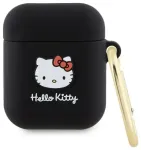Hello Kitty HKA23DKHSK Airpods 1|2 dėklas juodas|black silikoninis 3D Kitty Head