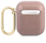 GUA2SASMP Guess Saffiano PC|PU Metal Logo dėklas Airpods 1|2 rožinis