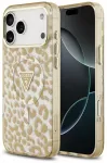 Guess IML Leopard Glitter Triangle Logo telefono dėklas su MagSafe palaikymu iPhone 18 Pro | iPhone 17 Pro rudas