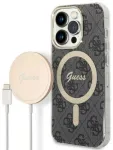 Guess Set GUBPP14XH4EACSK Aizsargapvalks priek&scaron; iPhone 14 Pro Max 6,7" / melns hard case 4G Print Mag