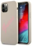 Guess GUHCP12MLSVSGP Silicone Vintage Hardcase Aizsargapvalks priek&scaron; iPhone 12/12 Pro 6,1" / pelēki rozā