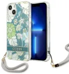 Guess GUHCP13SHFLSN Flower Strap Aizsargapvalks priek&scaron; iPhone 13 mini 5,4" / zaļ&scaron;