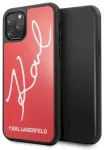 Karl Lagerfeld KLHCN65DLKSRE Signature Glitter Aizsargapvalks priek&scaron; iPhone 11 Pro Max / sarkans