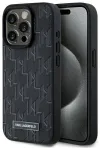 Karl Lagerfeld KLHMP15LPKHPORPK Aizsargapvalks priek&scaron; iPhone 15 Pro 6.1" Leather Monogram Metal Logo MagSafe / melns