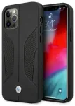 BMW BMHCP12MRSCSK Leather Perforate Sides Aizsargapvalks priek&scaron; iPhone 12 / 12 Pro 6,1" / melns