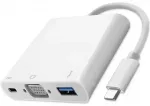 Qoltec 3-in-1 &scaron;akotuvas USB-C į USB 3.0 | VGA | USB-C | 92W