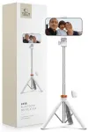 Tech-Protect L03S Bluetooth selfie stick with remote control, tripod up to 148cm and 180 head - white