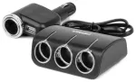 Triple extension socket charger 1x USB A 1x cigarette lighter 12/24V 120W 80cm AMIO-04360