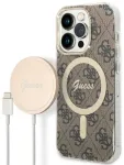 Guess Set GUBPP14XH4EACSW Aizsargapvalks + Tīkla lādētājs priek&scaron; iPhone 14 Pro Max 6,7" / brūns