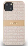 DKNY PU Leather Repeat Pattern Tonal Stripe dėklas skirtas iPhone 14 Pink