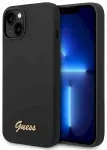 Guess GUHCP14MSLSMK Silicone Vintage Gold Logo Aizsargapvalks priek&scaron; iPhone 14 Plus / 15 Plus 6.7" / melns
