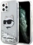Karl Lagerfeld KLHCP12MLNCHCS Glitter Choupette Head Aizsargapvalks priek&scaron; iPhone 12/12 Pro 6,1" / sudraba