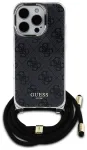 Guess IML 4G Printed Crossbody Strap Case Aizsargapvalks priek&scaron; iPhone 16 Pro Max / melns