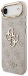 Guess PU Leather 4G Metal Logo Gold Frame Case Aizsargapvalks priek&scaron; iPhone Air / rozā