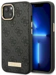 Guess GUHMP14MU4GPRK Hardcase 4G Logo Plate MagSafe Aizsargapvalks priek&scaron; iPhone 14 Plus/15 Plus 6.7" / melns