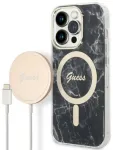 Guess Set GUBPP14XHMEACSK Aizsargapvalks un lādētājs priek&scaron; iPhone 14 Pro Max 6,7" / melns