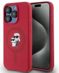 Karl Lagerfeld KLHMP15LSCMKCRHR Hardcase Silicone Karl&Choupette Heads Ring Aizsargapvalks priek&scaron; iPhone 15 Pro 6.1" / sarkans