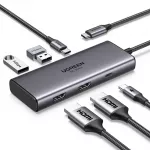 Ugreen CM498 6-in-1 doko stotelė USB-C į USB-A 3.0 | USB-C 3.0 | 2x HDMI | 100W
