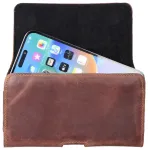 Horizontalus odinis telefono dėklas ant diržo skirtas Samsung Galaxy A21s / S20 Ultra / S21 Ultra / A70 / A71, Xiaomi Redmi 9, Huawei P Smart Pro, Royal Crazy Horse, 2XL dydis, rudas