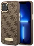 Guess GUHMP14MU4GPRW Hardcase 4G Logo Plate MagSafe Aizsargapvalks priek&scaron; iPhone 14 Plus / 15 Plus 6.7" / brūns