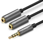 UGREEN 30619 Audio kabelis 3.5mm uz 2 x 3.5mm 0,2 m / melns, pelēks