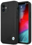 BMW BMHCP12SRCDPK Leather Deboss Aizsargapvalks priek&scaron; iPhone 12 mini 5,4" / melns