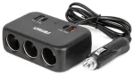 Triple extension socket charger 1x USB A 1x USB C QC 4.0 12/24V 120W 80cm AMIO-04365