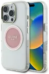 Guess IML Metal Colored Circle Classic Logo MagSafe Case Aizsargapvalks priek&scaron; iPhone 16 Pro Max / rozā