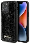 Guess GUHCP12MPSFDGSK Sequin Script Metal Aizsargapvalks priek&scaron; iPhone 12/12 Pro 6.1" / melns