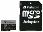 Verbatim 256GB microSD Card + Adapter Pro U3 black 47045