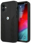 BMW BMHCP12SRSPPK Leather Curve Perforate Aizsargapvalks priek&scaron; iPhone 12 mini 5,4" / melns