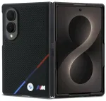 BMW M Leather Case Perforated Tricolor Stripe Metal Logos MagSafe Aizsargapvalks priek&scaron; Samsung Galaxy Z Fold8 / melns