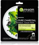 Garnier Black Tissue Mask with Seaweed Extract Pure Charcoal Skin Naturale Ls (black Fabric Mask) 28 G