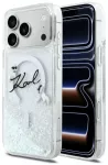 Karl Lagerfeld Liquid Glitter Karl Script Logo dėklas su MagSafe palaikymu telefonui iPhone 17 Pro Max skaidrus