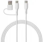 Qualo QRC-CC+A-00 Kabelis 2in1 USB-C &ndash; USB-C / USB-A adapteris / 1.5m / balts