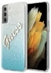 Guess GUHCS21MPCUGLSBL Hardcase Glitter Gradient Script Aizsargapvalks priek&scaron; Samsung Galaxy S21+ G996 / zils