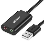 Ugreen USB external sound audio card 3,5 mm mini jack 15cm black (30724)