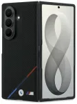 BMW M Leather Case Perforated Tricolor Stripe Metal Logos MagSafe Aizsargapvalks priek&scaron; Samsung Galaxy Z Fold8 Ultra