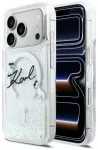 Karl Lagerfeld Liquid Glitter Karl Script Logo dėklas su MagSafe palaikymu telefonui iPhone 17 Pro skaidrus