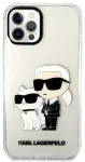 Karl Lagerfeld IML Glitter Karl and Choupette NFT Aizsargapvalks priek&scaron; iPhone 12/12 Pro / caurspīdīgs