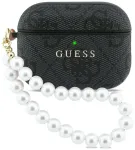 Guess 4G Pearl Strap Case Aizsargapvalks priek&scaron; AirPods Pro 3 / melns